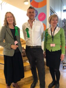 Photo of Polly Gray, Arren Rathbone Ariel, Sue Burton after winning in Rother District Council elections, May 2023
